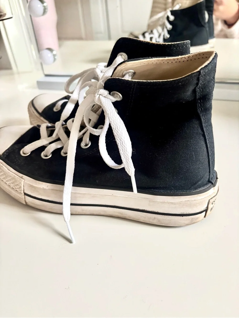 Converse Black High Top Sneakers with White Accents - Picture 3 of 4